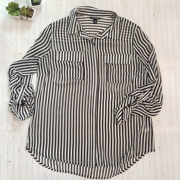 I Love Ronson Tops - I ❤ RONSON | See Through Striped Buttoned Shirt